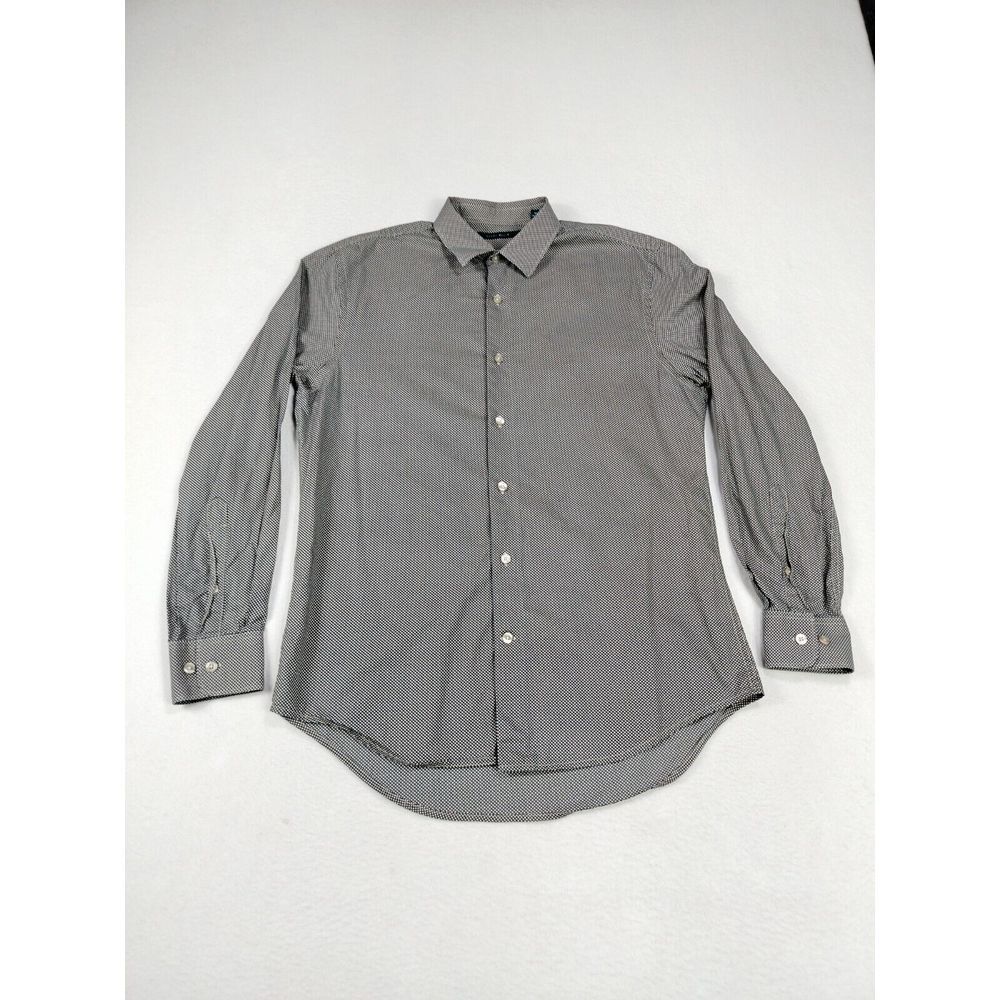Perry Ellis Shirt Men's Medium Green Geometric Gorpcore Office Professional Work